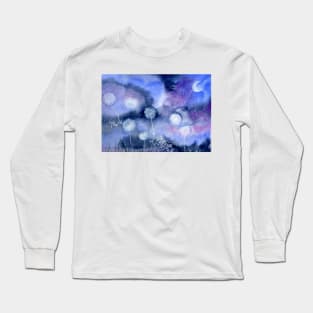 Dandelion at Night Dreamy Nature Landscape Long Sleeve T-Shirt